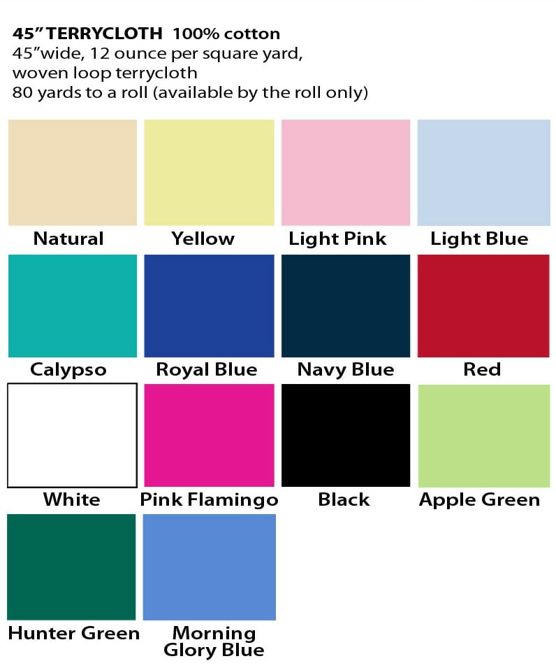 Terrycloth color chart